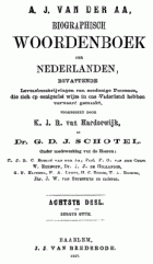 Biographisch woordenboek der Nederlanden. Deel 8. Eerste stuk, A.J. van der Aa