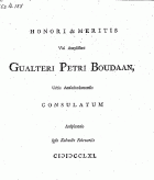 Honori & meritis viri amplissimi Gualteri Petri Boudaan, Pieter van Braam