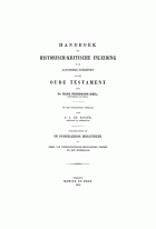 Handboek der historisch-kritische inleiding in de kanonieke schriften van het Oude Testament, Carl Friedrich Keil