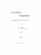 Salomo's Prediker. Deel 3, J. Kok