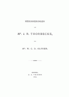 Herinneringen aan Mr. J.R. Thorbecke, W.C.D. Olivier