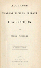 Algemeen Nederduitsch en Friesch Dialecticon. Deel 2, Johan Winkler