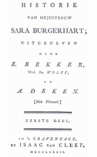 Historie van mejuffrouw Sara Burgerhart, Aagje Deken, Betje Wolff